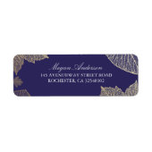 Navy en gouden bladeren herfst bruiloft etiket (Voorkant)