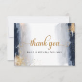 Navy en gouden bruiloft ceremonie plat dank u kaar bedankkaart (Voorkant)