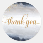 Navy en gouden bruiloft ceremonie ronde sticker (Voorkant)