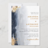 Navy en gouden bruiloft ceremonie uitnodiging (Voorkant)