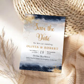 Navy en gouden bruiloft Save The Date Kaart