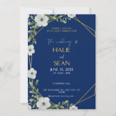 Navy en gouden bruiloft uitnodiging Kaart (Voorkant)