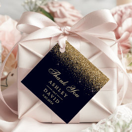 Navy en gouden Confetti bruiloft Bedankjes Labels