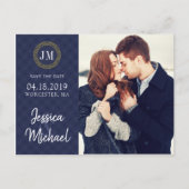 Navy en Gouden Foto Opslaan van de datum Custom Sj Aankondigingskaart (Voorkant)