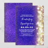 Navy en Gouden Glitter Lights vrijgezellenfeest Kaart (Voorkant / Achterkant)