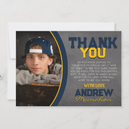 Navy en gouden krijtbord Afstuderen dank u kaart