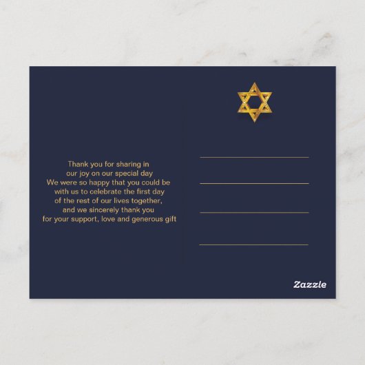 Navy en Gouden Ster van David Dank u Briefkaart (Achterkant)