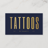 Navy En Gouden Tatoeagekunstenaar QR-code & Logo Visitekaartje (Voorkant)
