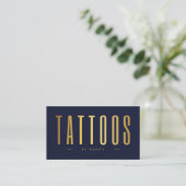 Navy en gouden Tattoo artiest QR Code & Logo Visitekaartje (Staand voorkant)
