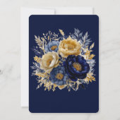 Navy en Gouden Waterverf Peony Trouwdouche Kaart (Achterkant)