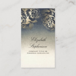 Navy en goudfolie  Bloemen Elegant Visitekaartje