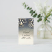 Navy en goudfolie  Bloemen Elegant Visitekaartje (Staand voorkant)