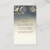 Navy en goudfolie  Bloemen Elegant Visitekaartje (Achterkant)