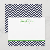Navy en Green Eenvoudige Chevron Dank U Opmerking  Notitiekaartje (Voorkant / Achterkant)