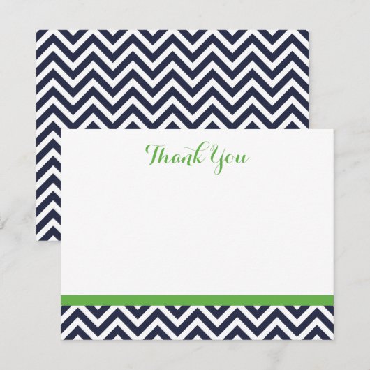 Navy en Green Eenvoudige Chevron Dank U Opmerking  Notitiekaartje (Voorkant / Achterkant)