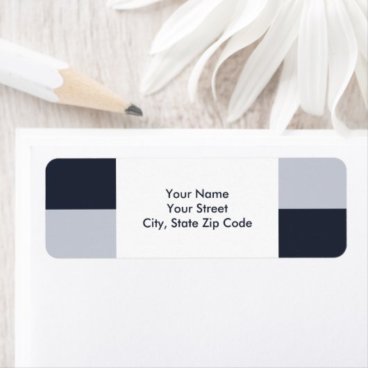 Navy en Grey Rectangles retouradreslabel Etiket (Insitu)