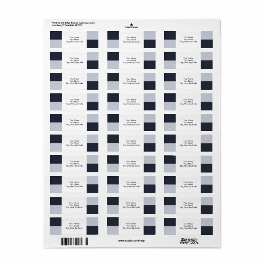 Navy en Grey Rectangles retouradreslabel Etiket (Full Sheet)