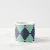 Navy- en groen diamantpatroon espresso kop (Voorkant)