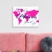 Navy en Hot Pink Wereldkaart Plaatsen You'll Go Ar Canvas Afdruk (Insitu (Woonkamer))