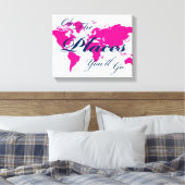 Navy en Hot Pink Wereldkaart Plaatsen You'll Go Ar Canvas Afdruk (Insitu (Slaapkamer))