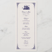 Navy en Ivoor  Schip Bruiloft Menu Kaarten (Voorkant)