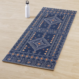 Navy en koper Zuidwesterse stam Kilim Yogamat