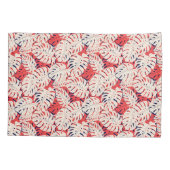 Navy en koraal Monstera Leaf Kussensloop (Achterkant)