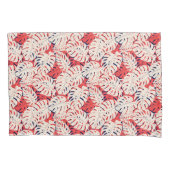 Navy en koraal Monstera Leaf Kussensloop (Voorkant)