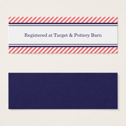 Navy en koraal nautische bruiloft invoegen Kaart (Voorkant /achterkant)