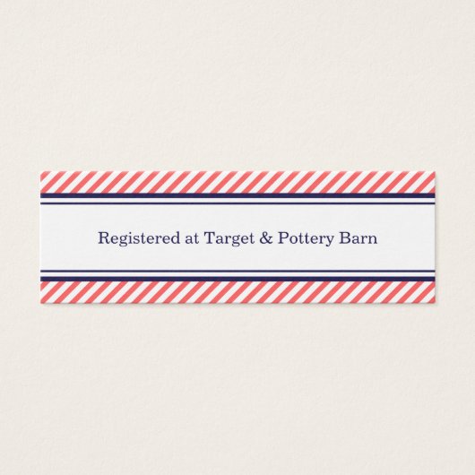 Navy en koraal nautische bruiloft invoegen Kaart (Voorkant)