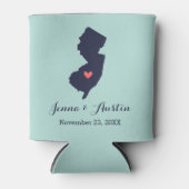 Navy en Koraal New Jersey bruiloft gunst Blikjeskoeler (Voorkant)