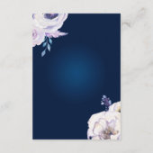 Navy en Lila Roos bruiloft details Informatiekaartje (Achterkant)