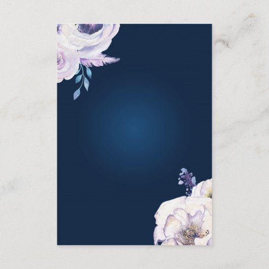 Navy en Lila Roos bruiloft receptie Informatiekaartje (Achterkant)
