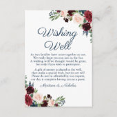 Navy en Marsala Bloemenbruiloft Wishing Well Kaart (Voorkant)