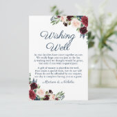 Navy en Marsala Bloemenbruiloft Wishing Well Kaart (Staand voorkant)