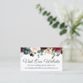 Navy en Marsala Bruiloft Website Plaats Kaarten Visitekaartje (Staand voorkant)