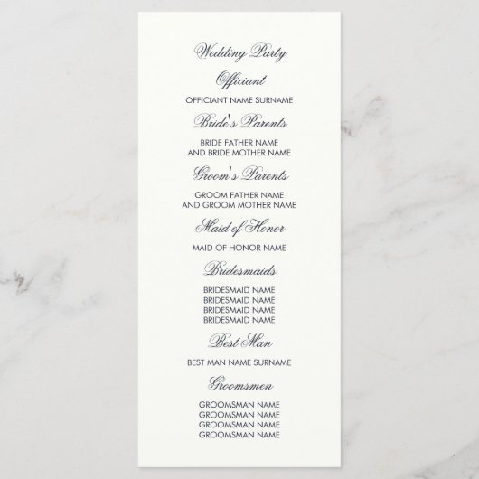 Navy en Mauve Floral Waterverf Trouwprogramma's Programmakaart (Achterkant)