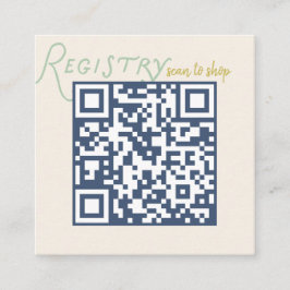 Navy en Mint Doodle Baby Cadeau Registratie QR Cod Informatiekaartje