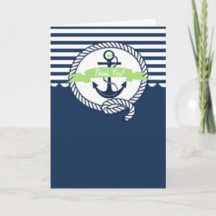 Navy en Mint Green Nautical Hartelijk dank Bedankkaart
