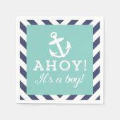 Navy en Mint Nautical Chevron Baby shower servette Servetten (Voorkant)