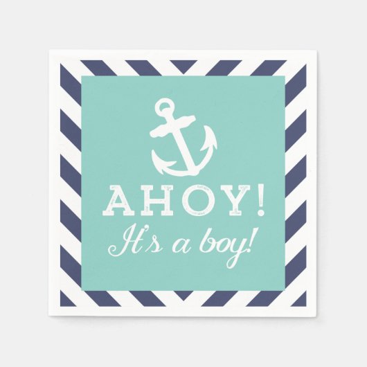 Navy en Mint Nautical Chevron Baby shower servette Servetten (Voorkant)