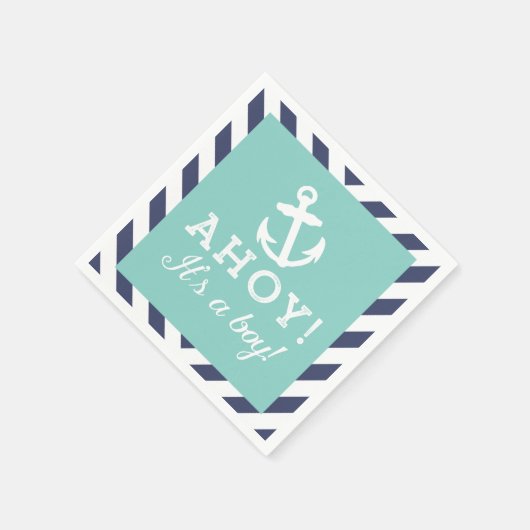 Navy en Mint Nautical Chevron Baby shower servette Servetten (Hoek)