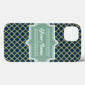 Navy en Mint Quatrefoil op maat gesneden Case-Mate iPhone Case (Achterkant (horizontaal))