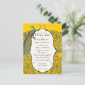 Navy en mosterd geel Peacock repetitie diner Briefkaart (Staand voorkant)