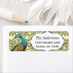 Navy en Mosterd Pauw Liefdesvogel Label