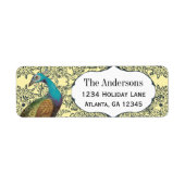 Navy en Mosterd Pauw Liefdesvogel Label (Voorkant)
