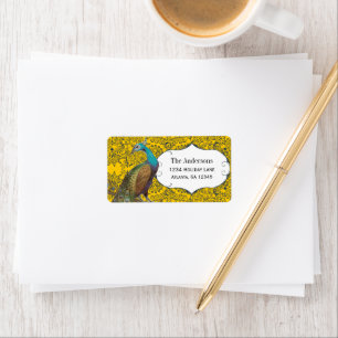 Navy en Mosterd Pauw Liefdesvogel Label
