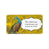 Navy en Mosterd Pauw Liefdesvogel Label (Voorkant)