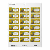 Navy en Mosterd Pauw Liefdesvogel Label (Full Sheet)