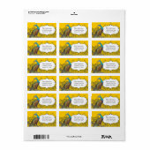 Navy en Mosterd Peacock Love Bird RSVP Label (Full Sheet)